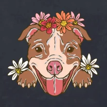 Americký stafordšírsky teriér hlava s kvetinami