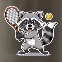 Mýval hrá tenis kreslený