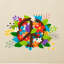 Peace symbol prerastený kvetinami