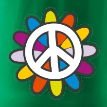 Peace symbol s kreslenou kvetinou