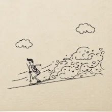 Kreslený lyžiar na horách