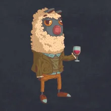 Alpaka s vínom muž