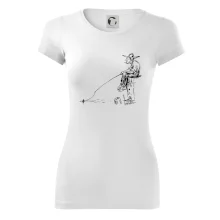 Kreslený rybár na pni