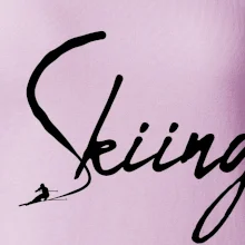 Skiing nápis lyžiar