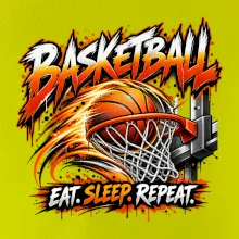 Basketbalový kôš s loptou eat sleep repeat