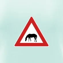 Dopravná značka - Pozor pasúci sa kôň
