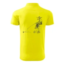 Kreslený rybár na pni