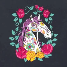 Kôň farebný s kvetinami