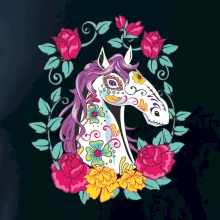 Kôň farebný s kvetinami