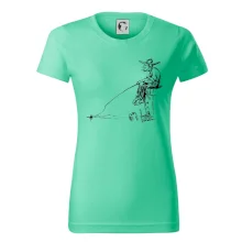 Kreslený rybár na pni