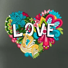 Love nápis květovaný