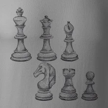 Šachové figúrky kreslené