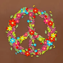 Peace symbol červené kvety