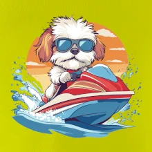 Bišónik na vodnom skútri