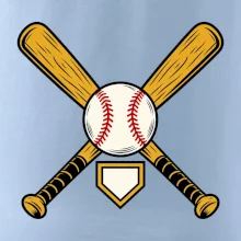 Zkřížené baseballové pálky a míček
