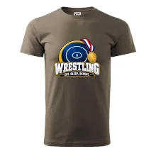 Zápasnická žíněnka se zlatou medailí eat sleep wrestling  repeat