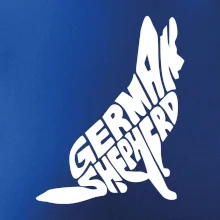 Nemecký ovčiak sediaci napis