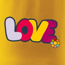 Love nápis s kvetinou