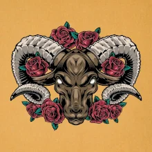 Hlava barana s ružami