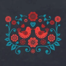 folklór - dva červené vtáčiky