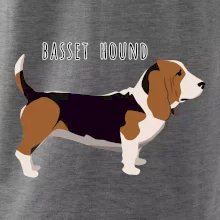Basset hound pes s nápisom