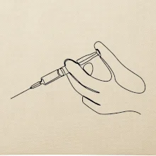 Ruka a injekcia jedným ťahom