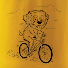 Lagotto romagnolo karikatúra na bicykli čierna