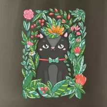 Mačka s kvetmi maľované