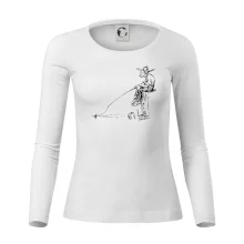 Kreslený rybár na pni