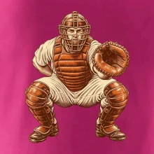 Baseballový catcher retro rytina