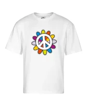 Peace symbol s kreslenou kvetinou