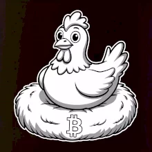 Kurča sediace na bitcoinovom hniezde