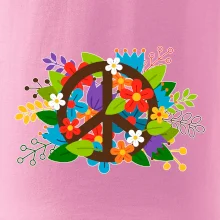 Peace symbol prerastený kvetinami