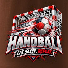 Hádzanárska lopta v bránke eat sleep repeat