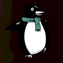 Tučniak so zeleným šálom