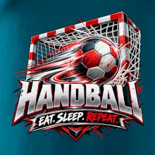 Hádzanárska lopta v bránke eat sleep repeat