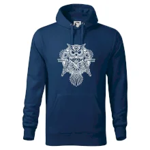 Steampunk sova čiernobiela