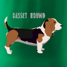 Basset hound pes s nápisom Basset hound pes s nápisom