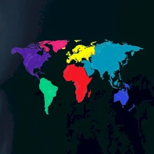 Svetové kontinenty bez názvov - farebné