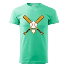 Zkřížené baseballové pálky a míček