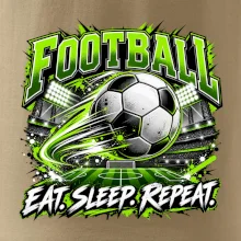 Futbalová lopta a štadión eat sleep repeat