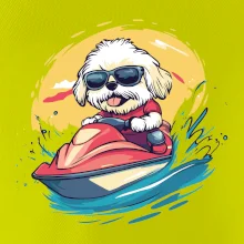 Lhasa Apso na vodnom skútri