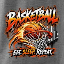 Basketbalový kôš s loptou eat sleep repeat