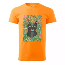 Mačka s kvetmi maľované