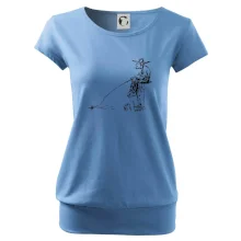 Kreslený rybár na pni