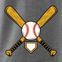 Zkřížené baseballové pálky a míček