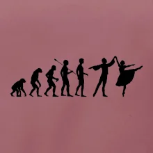 Evolúcia tanec - muž a žena so sukňou