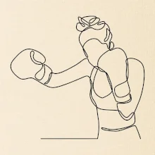 Žena boxerka jedným ťahom