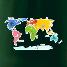 Svetové kontinenty s názvami a zvieratkami