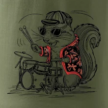 Squirrel playing drums